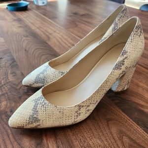 Cole Haan | Karena Chalk Python Print Leather Block Heel Pump